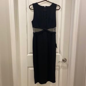 Lulus Not Meshing Around Black Cutout Bodycon Midi Dress medium NWT